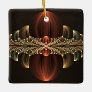 Fantasy Construction Shiny Abstract Fractal Art Ceramic Ornament