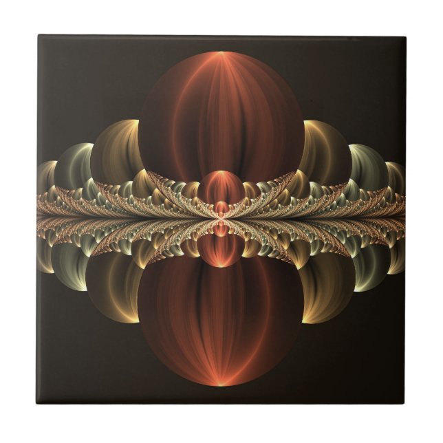 Fantasy Construction Shiny Abstract Fractal Art Ceramic Tile (Front)