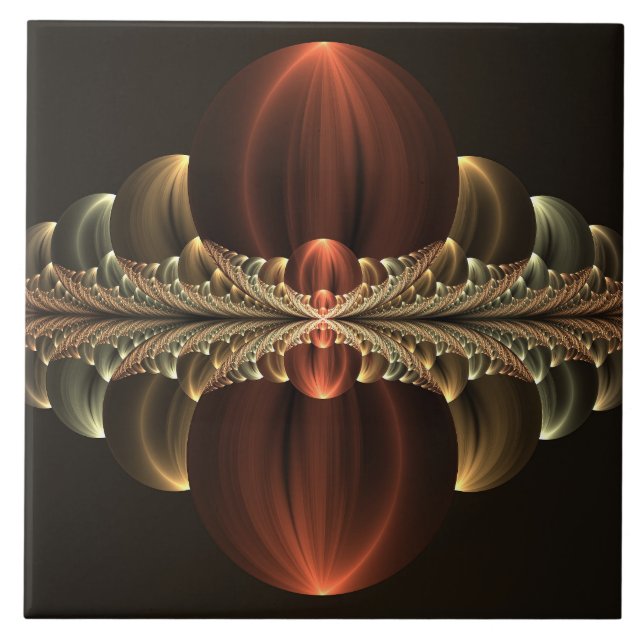 Fantasy Construction Shiny Abstract Fractal Art Ceramic Tile (Front)