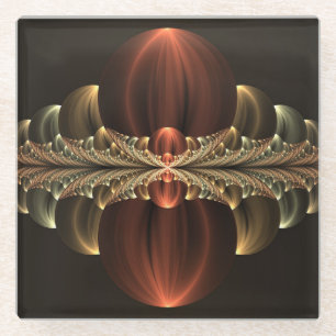 Fantasy Construction Shiny Abstract Fractal Art Glass Coaster