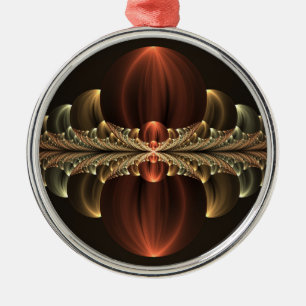 Fantasy Construction Shiny Abstract Fractal Art Metal Ornament