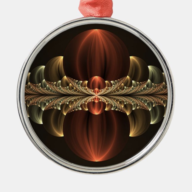 Fantasy Construction Shiny Abstract Fractal Art Metal Ornament (Front)
