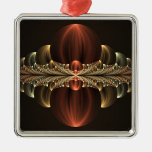 Fantasy Construction Shiny Abstract Fractal Art Metal Ornament