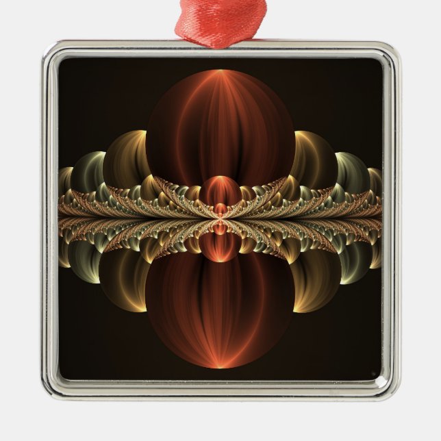 Fantasy Construction Shiny Abstract Fractal Art Metal Ornament (Front)