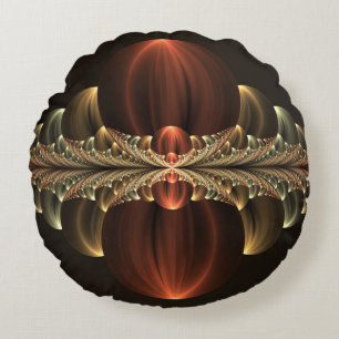 Fantasy Construction Shiny Abstract Fractal Art Round Cushion