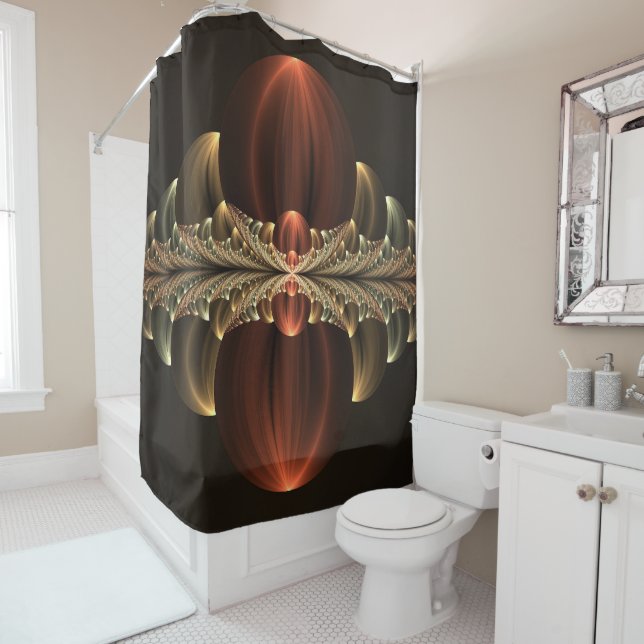 Fantasy Construction Shiny Abstract Fractal Art Shower Curtain (In Situ)