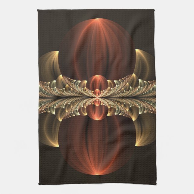 Fantasy Construction Shiny Abstract Fractal Art Tea Towel (Vertical)