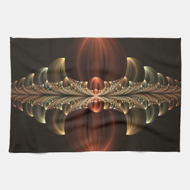 Fantasy Construction Shiny Abstract Fractal Art Tea Towel (Horizontal)
