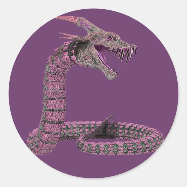 Fantasy Creature Pink Purple Classic Round Sticker (Front)