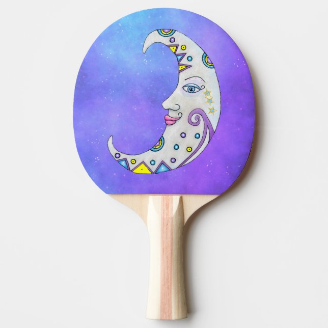 Fantasy Crescent Moon Face Abstract Markings Sky Ping Pong Paddle (Front)