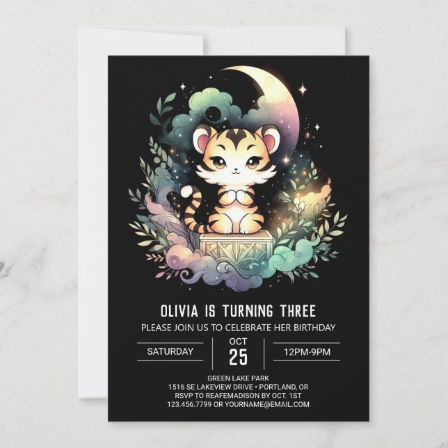 Fantasy Custom Tiger Birthday Invitation (Front)