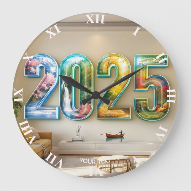Fantasy Cute  2025 Four Numbers Large Clock (Front)