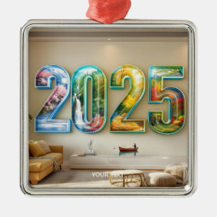 Fantasy Cute  2025 Four Numbers Metal Ornament