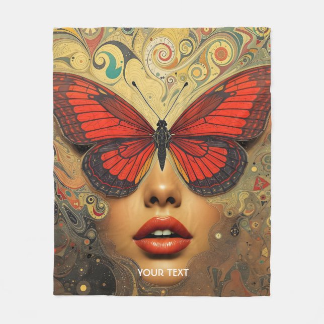 Fantasy Cute Abstract Butterflies Eyes Fleece Blanket (Front)
