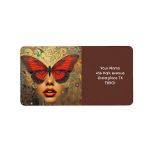 Fantasy Cute Abstract Butterflies Eyes Label