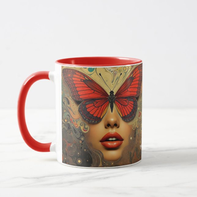 Fantasy Cute Abstract Butterflies Eyes Mug (Left)
