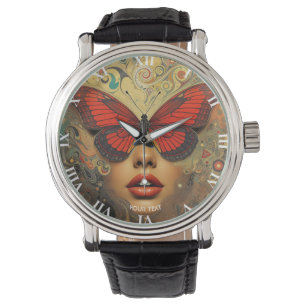 Fantasy Cute Abstract Butterflies Eyes Watch