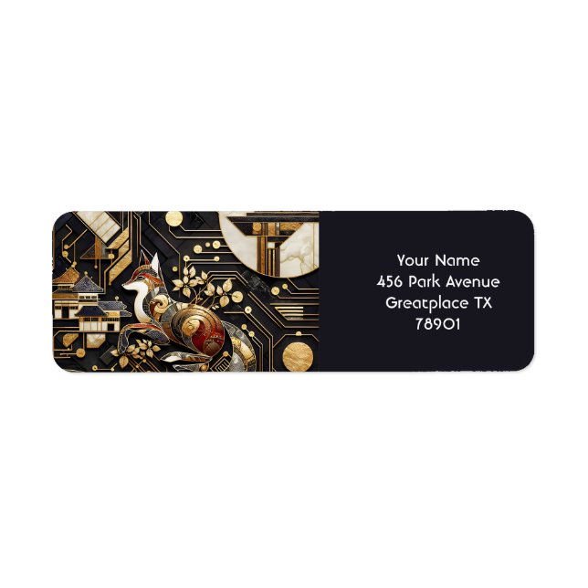 Fantasy Cute Abstract Fox Art Return Address Label (Front)