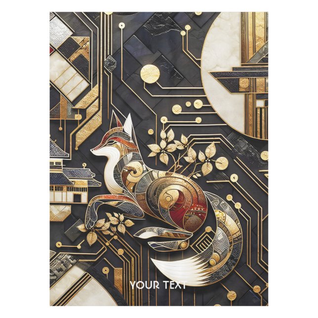 Fantasy Cute Abstract Fox Art Tablecloth (Front)