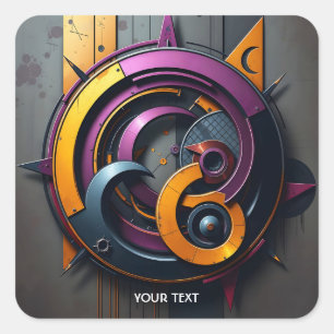 Fantasy Cute Abstract Orange Purple Square Sticker