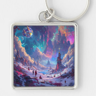 Fantasy Cute Abstract Snow Planet Key Ring