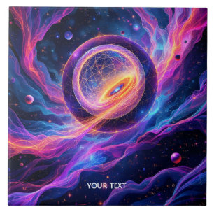 Fantasy Cute Abstract Space Stars Ceramic Tile