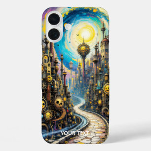 Fantasy Cute Abstract Steampunk City iPhone 16 Plus Case