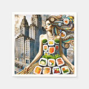 Fantasy Cute Abstract Sushi Dress Napkin
