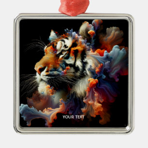 Fantasy Cute Abstract Tiger Head Metal Ornament