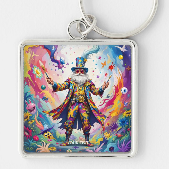 Fantasy Cute Abstract Vibrant Painter Key Ring (Front)