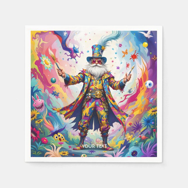 Fantasy Cute Abstract Vibrant Painter Napkin (Front)