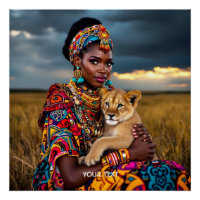 Fantasy Cute African Woman Lion