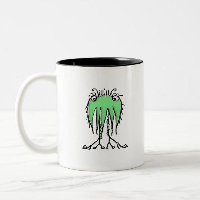 Fantasy cute alien drawing Two-Tone coffee mug (Left)