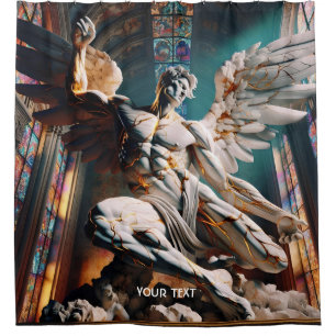 Fantasy Cute Angel Marble Church Shower Curtain