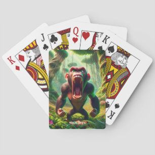 Fantasy Cute Angry Ape Jungle Playing Cards
