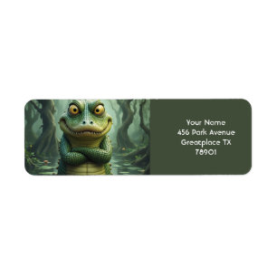 Fantasy Cute Angry Crocodile Trees Return Address Label