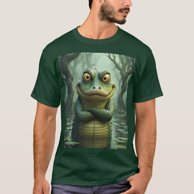 Fantasy Cute  Angry Crocodile Trees T-Shirt (Front)