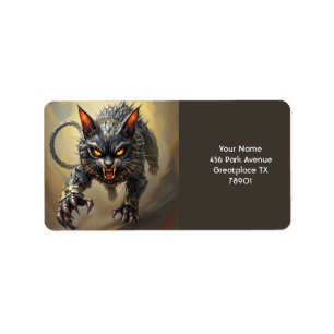 Fantasy Cute Angry Cyborg Cat Label