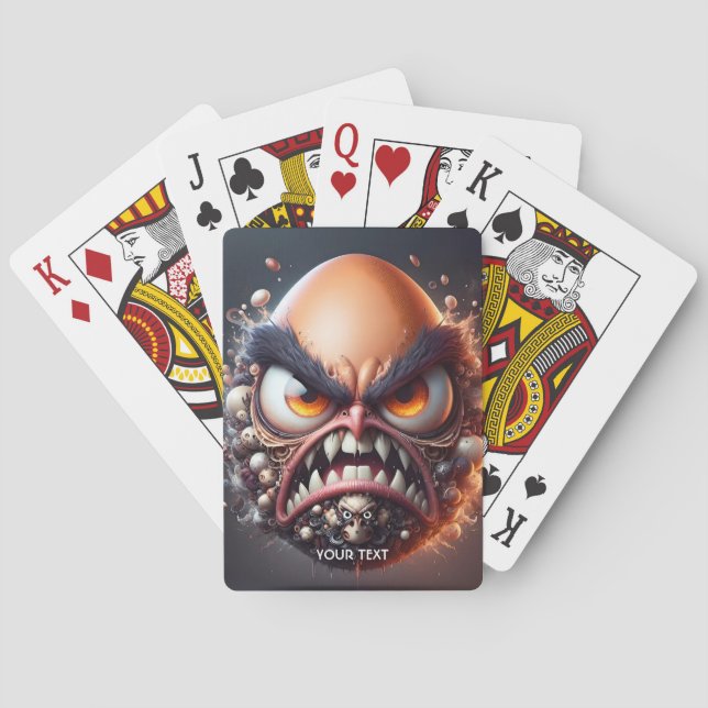 Fantasy Cute Angry Egg Eyes Playing Cards (Back)