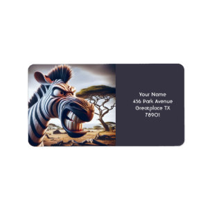 Fantasy Cute Angry Zebra Desert Label