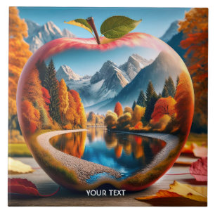 Fantasy Cute Apple Of Autumn Ceramic Tile