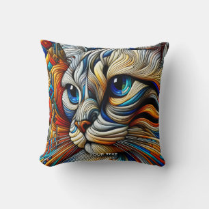 Fantasy Cute Art Deco Cat Cushion
