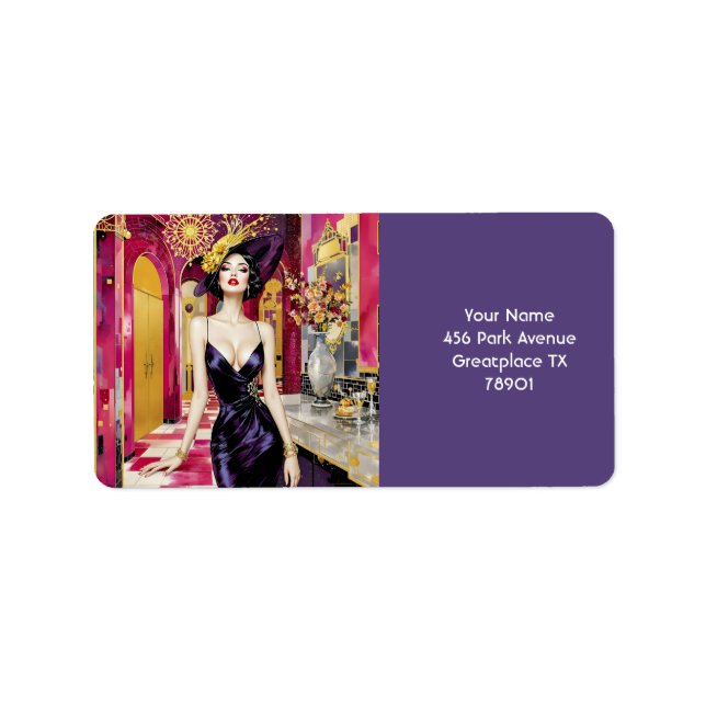 Fantasy Cute Art Deco Lady Label (Front)
