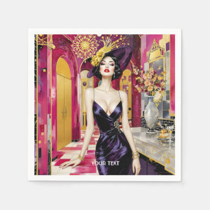 Fantasy Cute Art Deco Lady Napkin