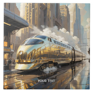 Fantasy Cute Art Deco Train Ceramic Tile