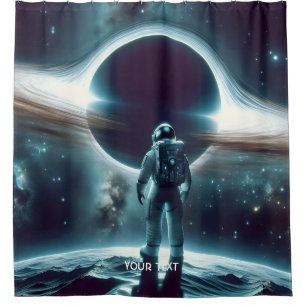 Fantasy Cute Astronaut Black Hole Shower Curtain