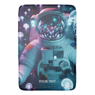 Fantasy Cute Astronaut Jellyfish Space Bath Mat
