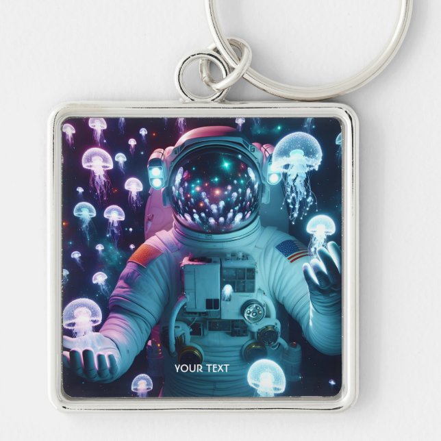 Fantasy Cute  Astronaut Jellyfish Space Key Ring (Front)