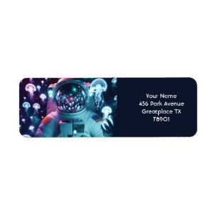 Fantasy Cute  Astronaut Jellyfish Space Return Address Label