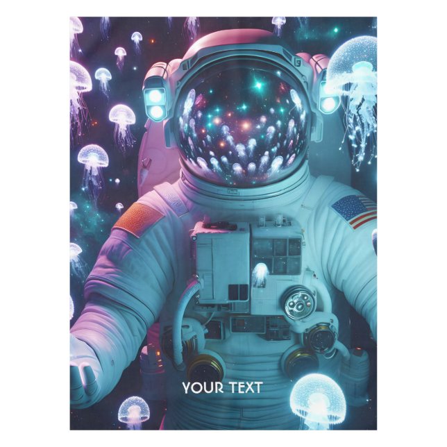 Fantasy Cute  Astronaut Jellyfish Space Tablecloth (Front)